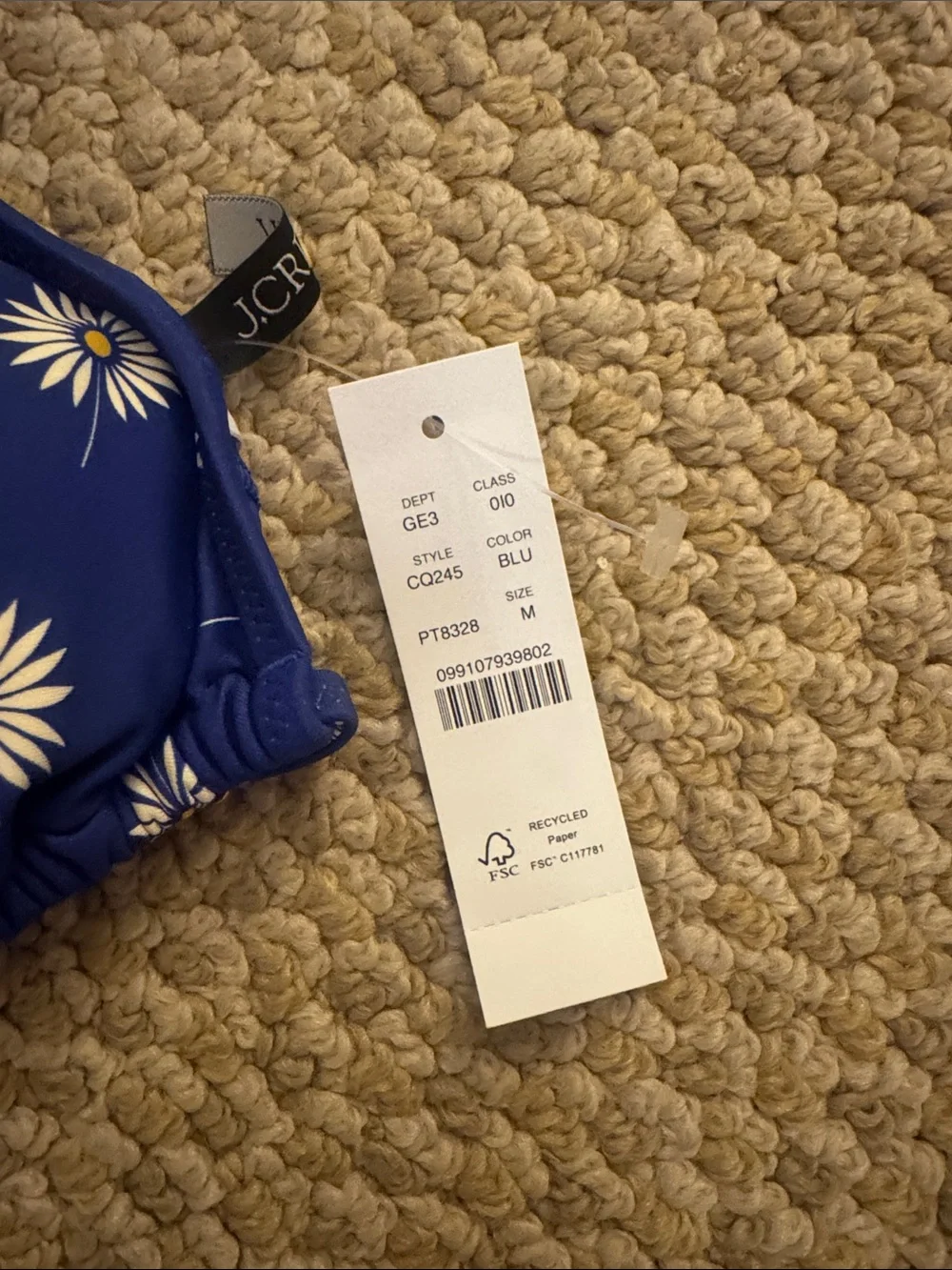 J. Crew Blue Daisy Triangle Bikini Top